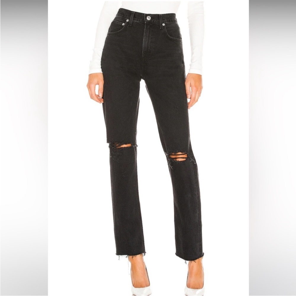 Agolde Women's Black Straight Leg Jeans